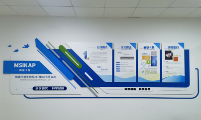 武汉1396me皇家世界广告公司给山东梅塞卡普生物科技(潍坊)有限公司安装的文化墙